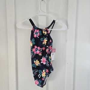 Kanu Surf Kids One Piece Floral Swimsuit - Navy, Pink, Yellow